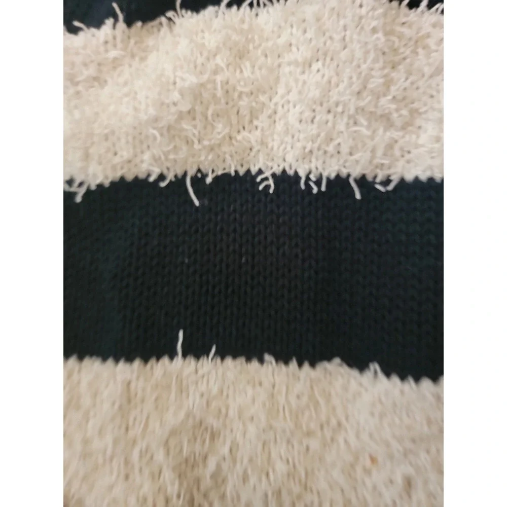 American Eagle Vintage‎ Boyfriend Striped Fuzzy Eyelash Knit Sweater Small Black